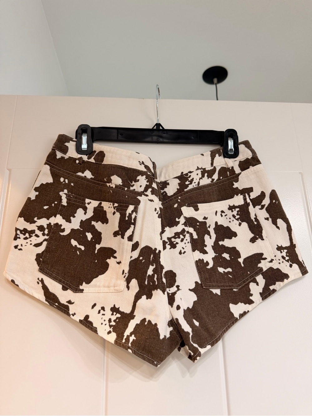 12th tribe Dixie Cow Print low rise Women’s Shorts - Brown & Cream - Picture 2 of 5